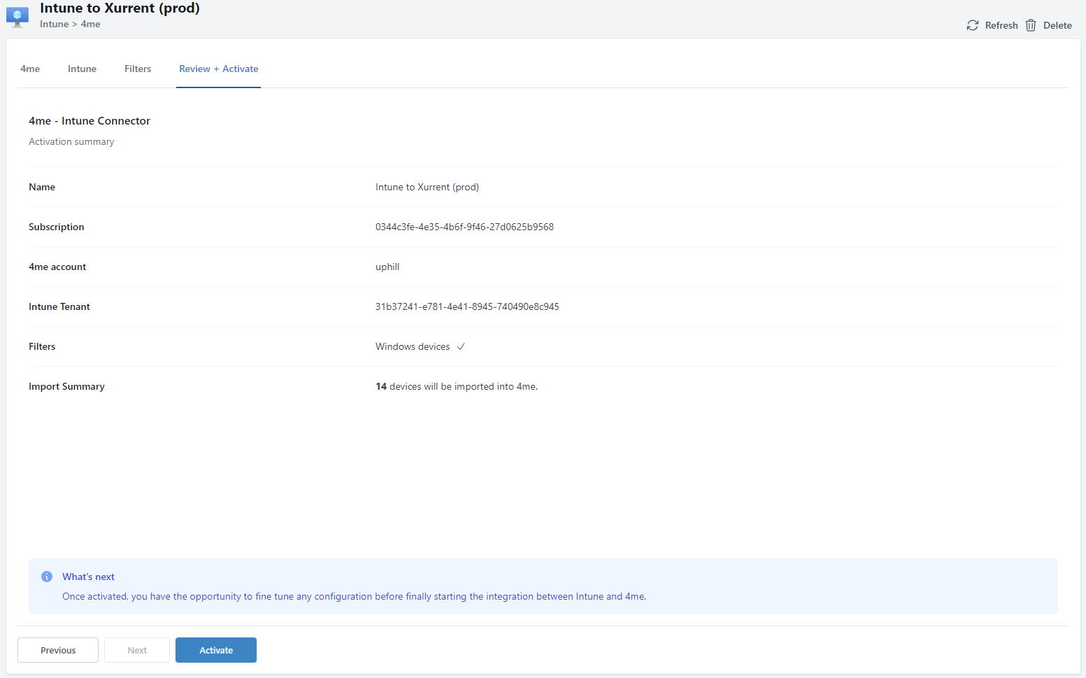 Review and activate